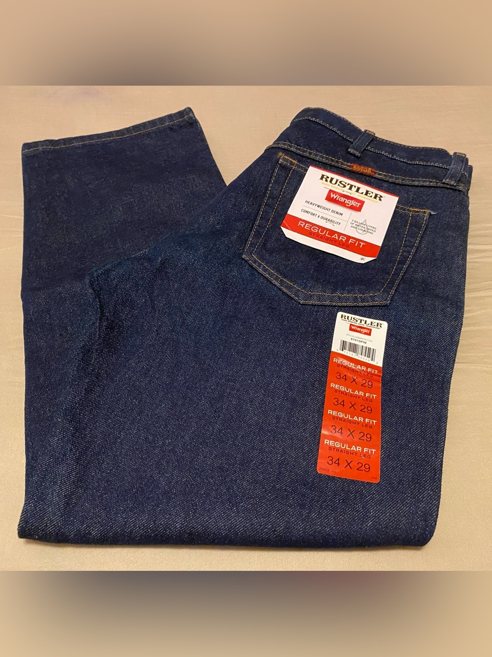Wrangler Rustler Men's Regular Fit Straight Leg Heavyweight Denim Jeans 34x29NWT